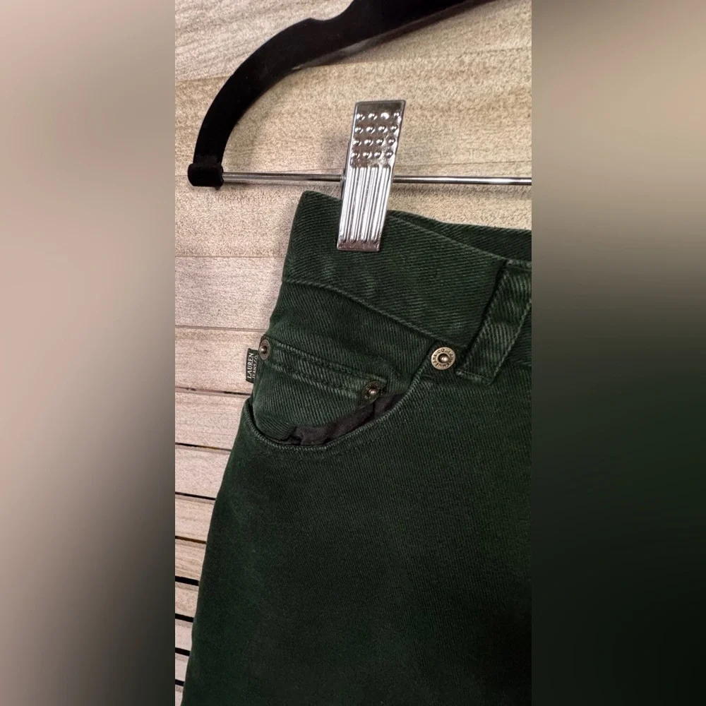Lauren Ralph Lauren High Rise Jeans Size 6 Dark Green Vintage Straight Leg Denim