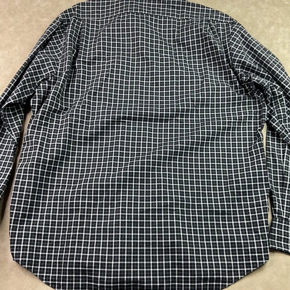 Polo Ralph Lauren Shirt Men Sz XL Plaid Checks Black White Long Sleeve Button Up