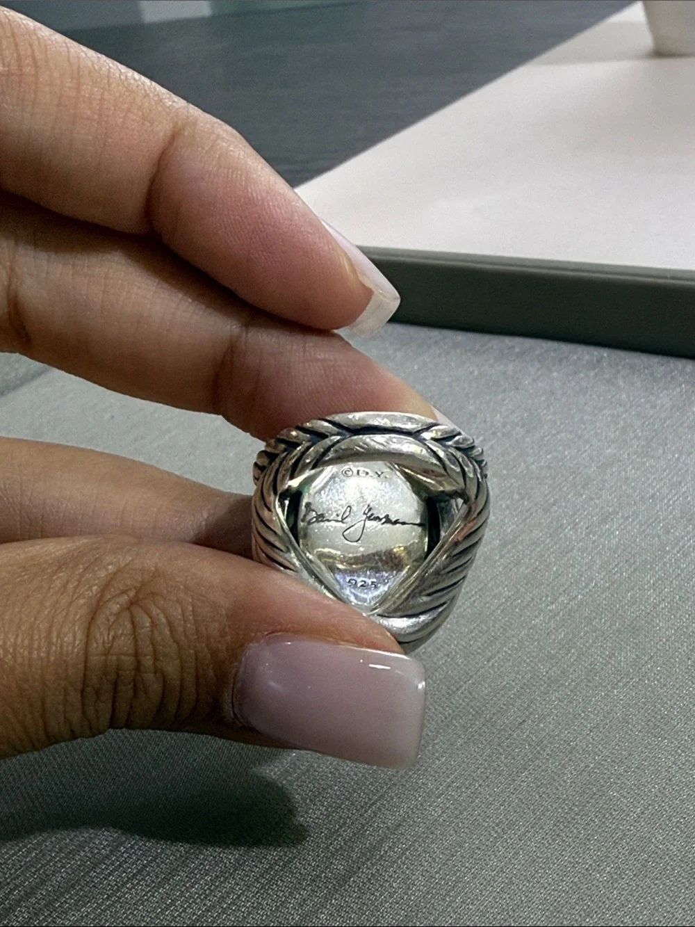 Large Oval Green Gemstone Ring with Pavé Halo David Yurman