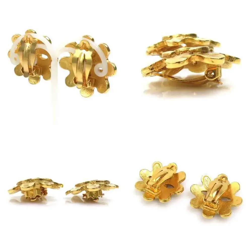 CHANEL Gold Logo Earrings