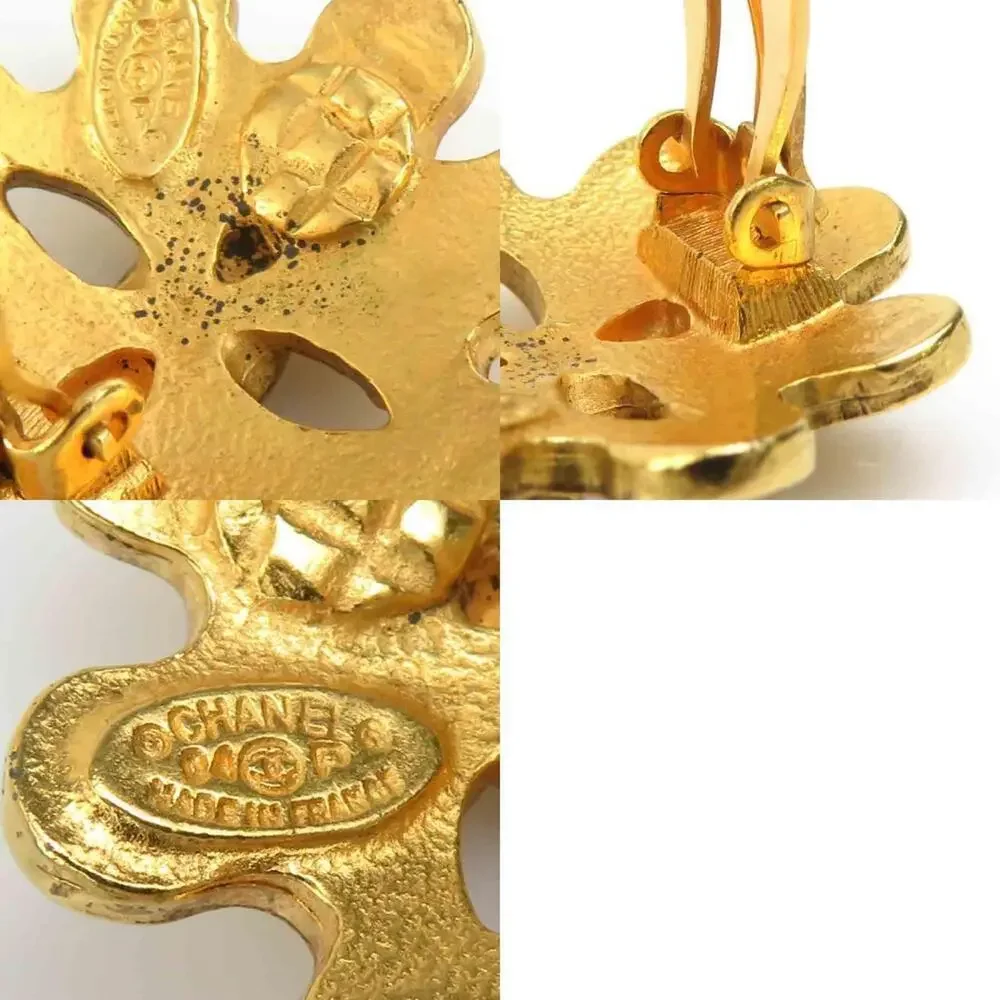 CHANEL Gold Logo Earrings
