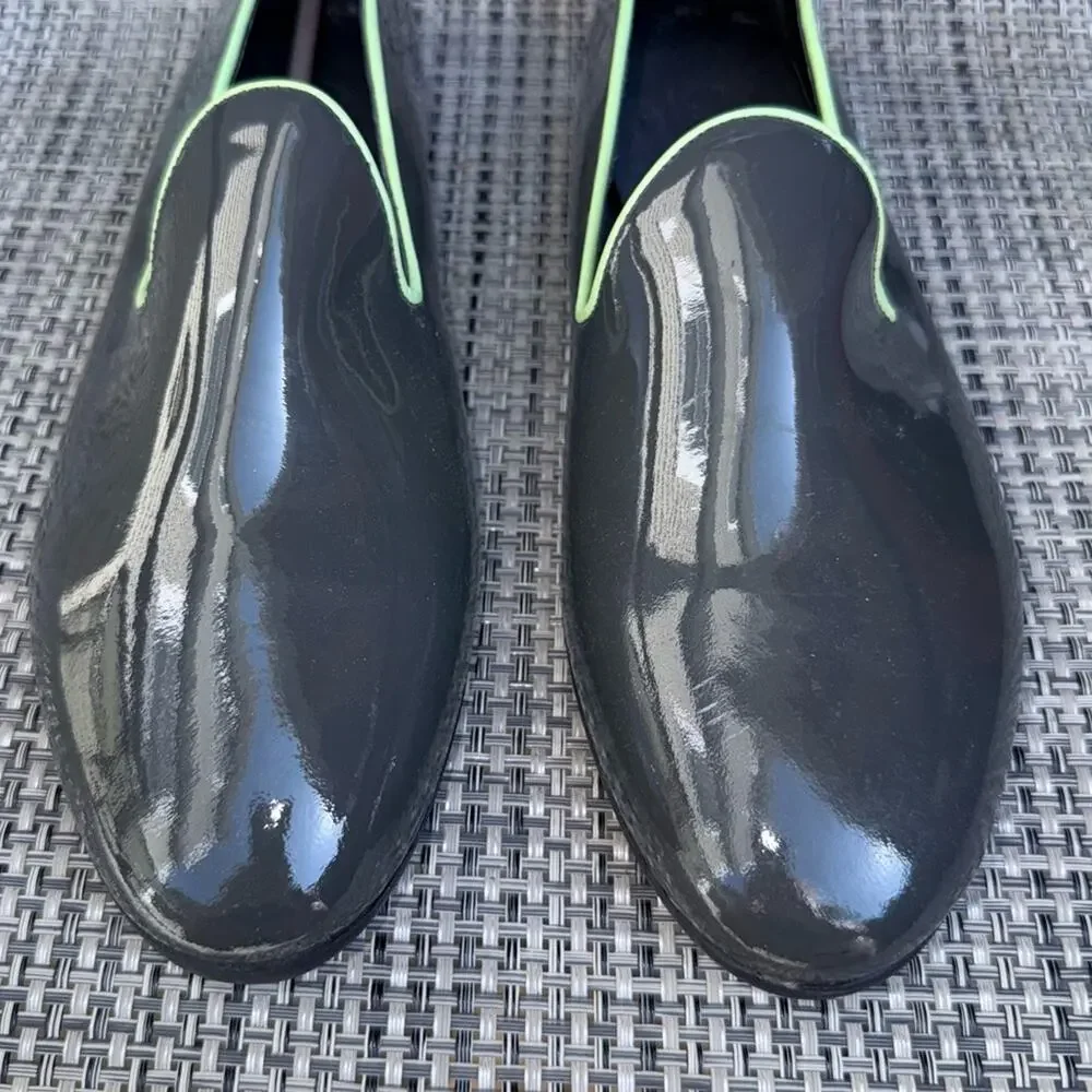 GALET Men's Patent Slip-On Loafers  Forrest Green Size FR 43 / US 10