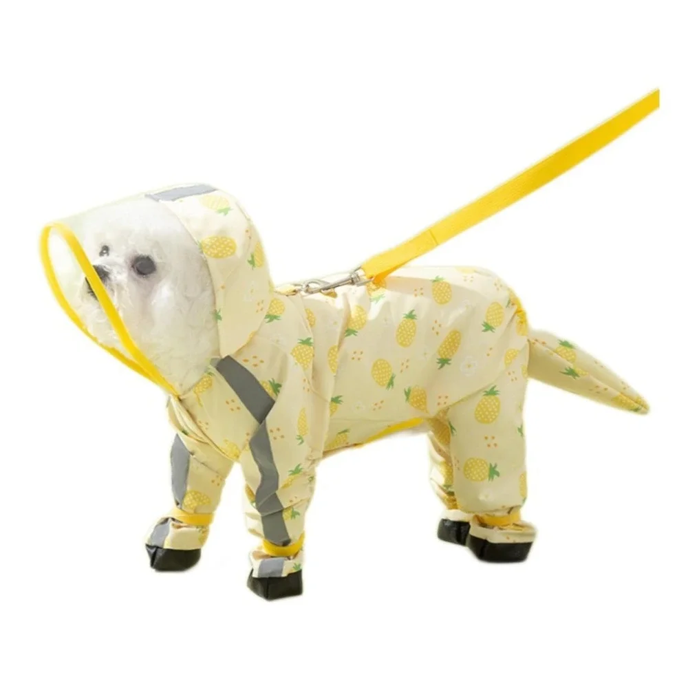 Dog‎ Hooded Full Body Raincoat With Boots Pineapple 11-14 lbs NWT
