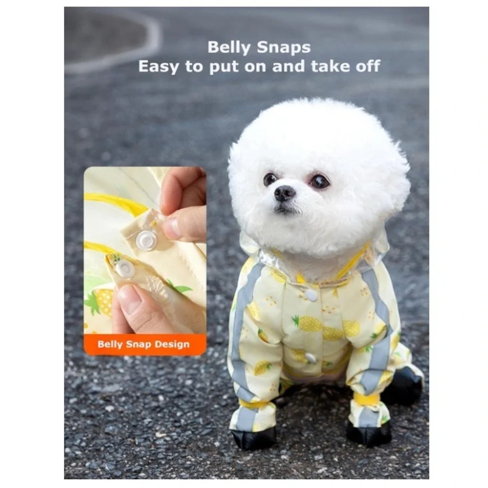 Dog‎ Hooded Full Body Raincoat With Boots Pineapple 11-14 lbs NWT