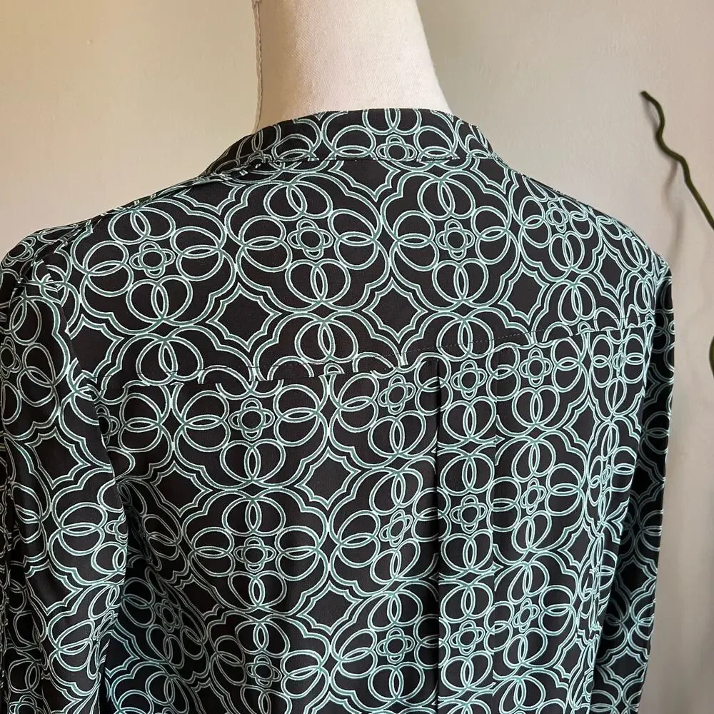 Tory Burch Massey Silk  Mini Dress Tunic Abstract Women's Size 0‎ XS Blue Green