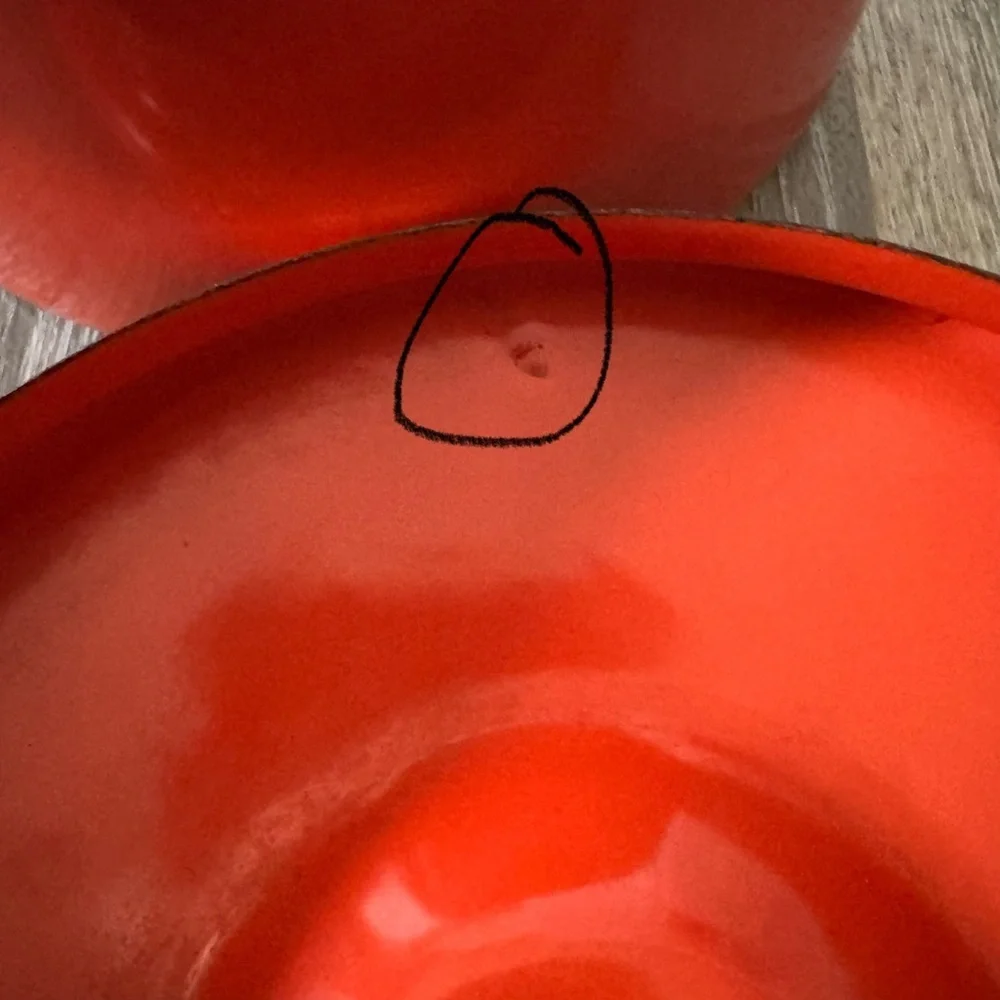 1970s Enamel Orange Stovetop Pot with Lid Medium Size