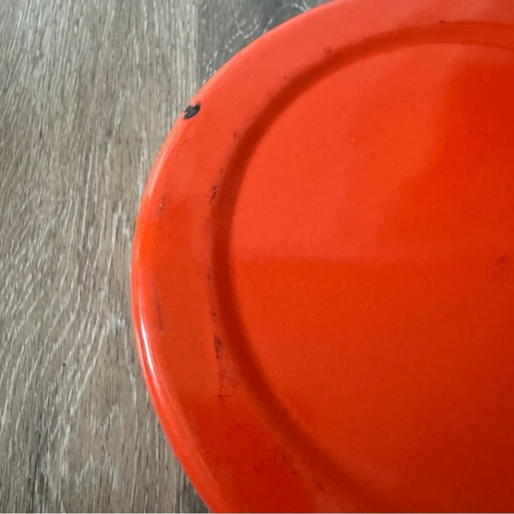 1970s Enamel Orange Stovetop Pot with Lid Medium Size