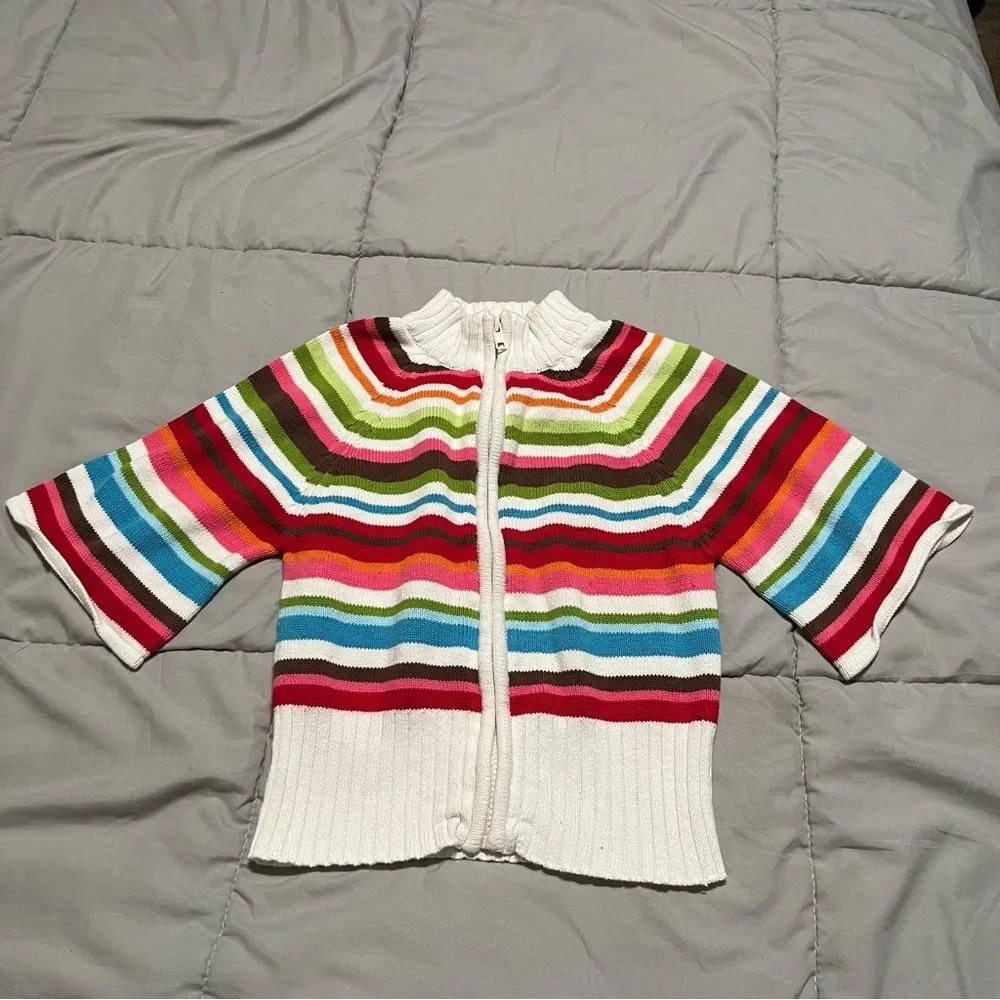 Gymboree Striped Knit Full Zip Cardigan Sweater 2013 Multicolor Youth Size 5-6 S