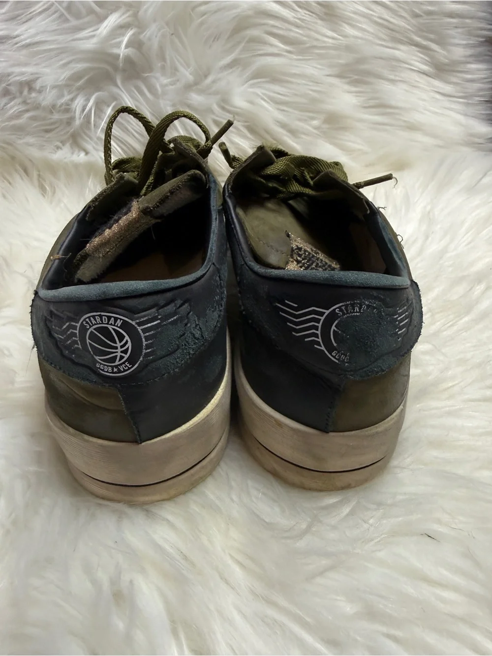 Golden Goose STARDAN Olive Green & Black Men's Low-Top Sneakers with box