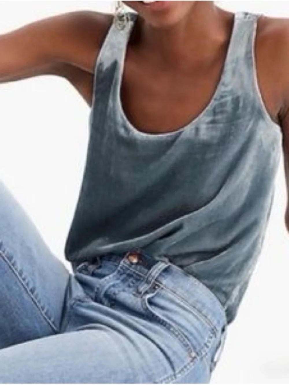 J. Crew Velvet Scoop Tank in Slate Blue-gray