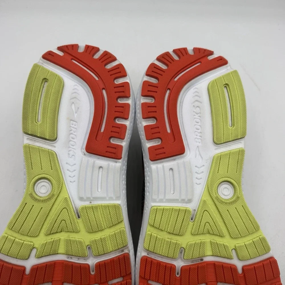 Brooks Ghost 16 Running Shoes Mens Sz 10 D Black/Mandarin Red/Green Sneakers
