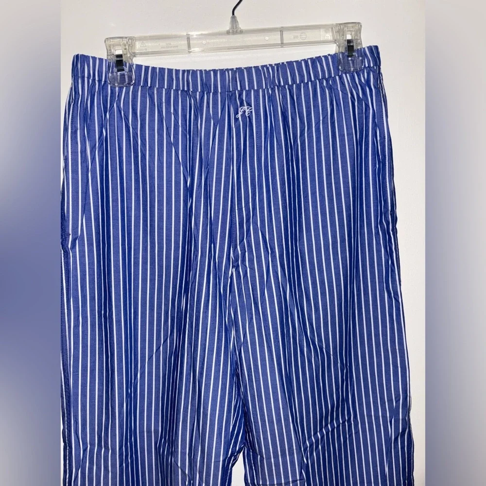 NWT J Crew Relaxed cotton poplin pajama pant set in stripe Blue White Small