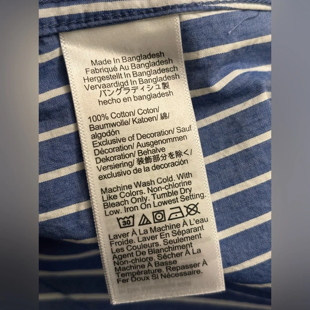 NWT J Crew Relaxed cotton poplin pajama pant set in stripe Blue White Small