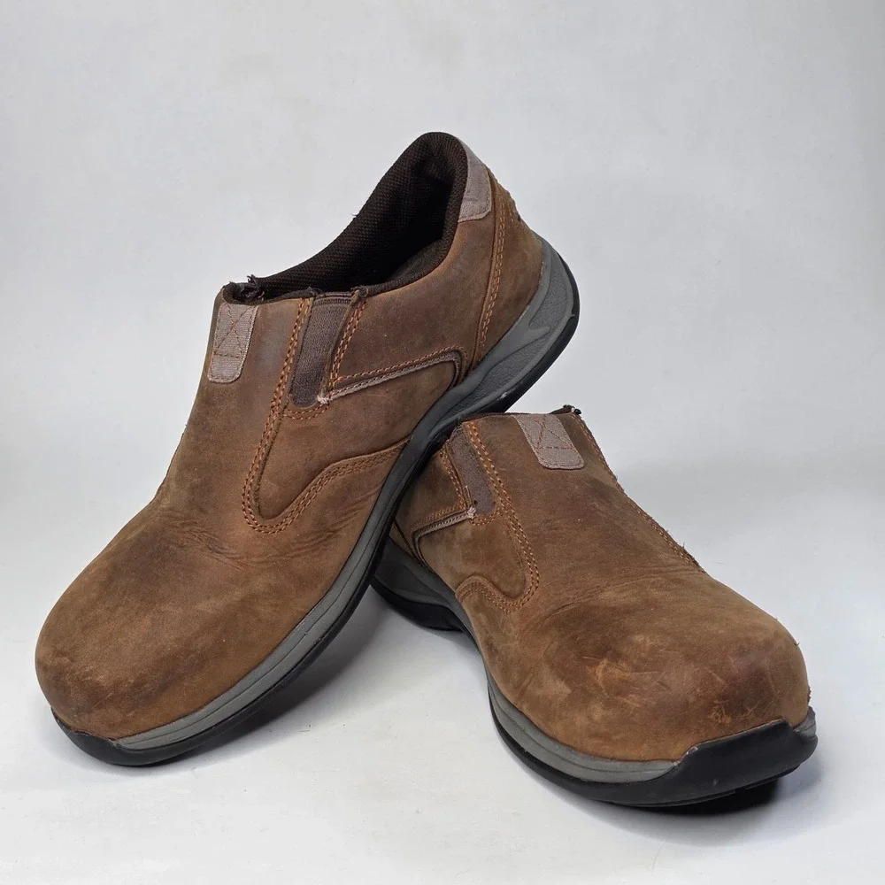Red Wing Mens Safety Toe Shoes Size 8.5 Brown Leather Slip On Oil Slip Resistant