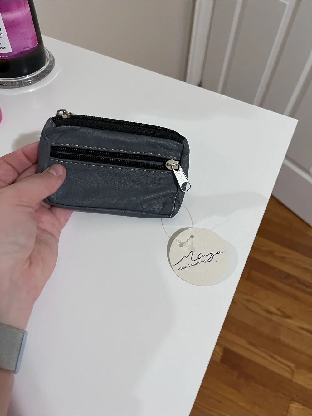 Small Black Leather Zip Wallet