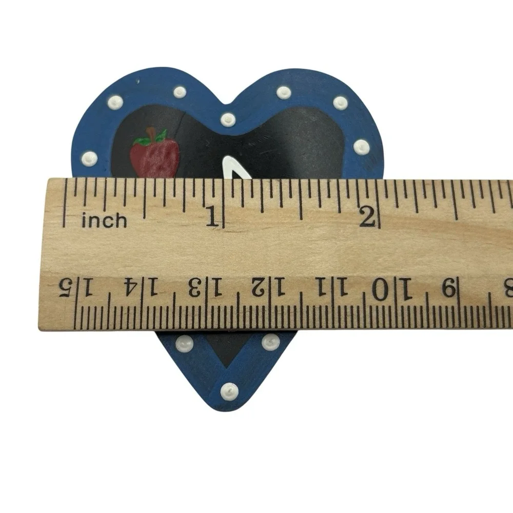 Teacher Brooch Pin Handmade ABC‎ Apple Heart Vintage Plastic Gift Artisan Unique