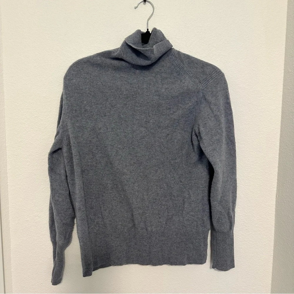 J Crew Cashmere Fold Over Turtlen Sweater Light Blue Gray Color Size Small Women