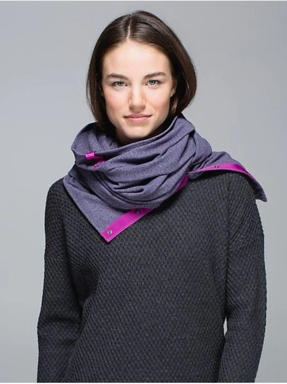 Lululemon Vinyasa Snap Scarf Convertible Wrap Shawl OS Purple Heathered