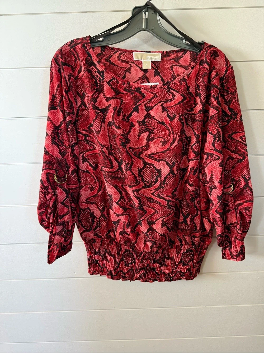 Michael Kors Red and Black Abstract Print Blouse