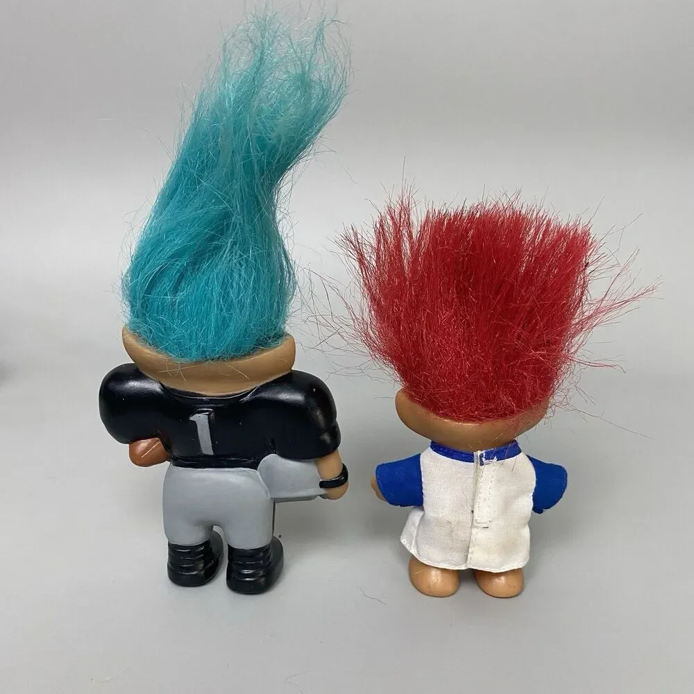 Vintage Troll Dolls Lot Raiders NFL Football & Dodgers MLB Licensed Troll
