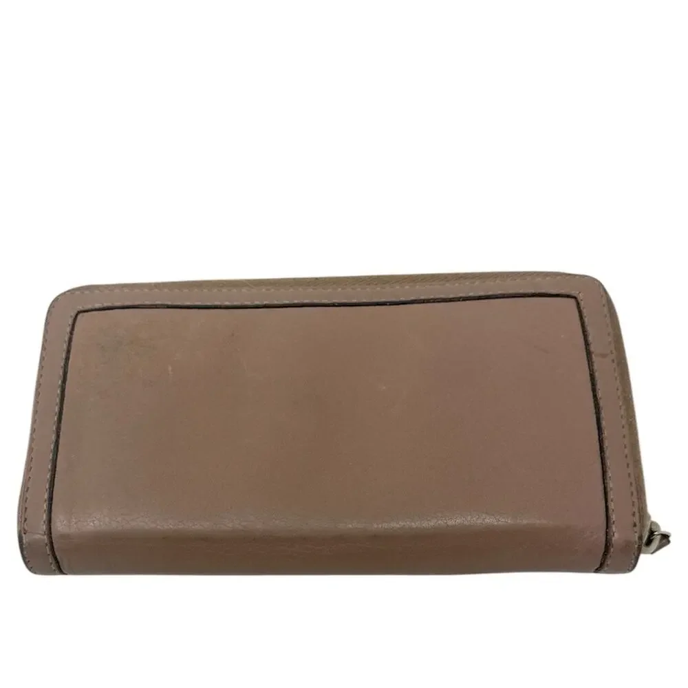 Gucci Leather Bamboo Tassel Bow Zip Brown Taupe Beige Continental Wallet