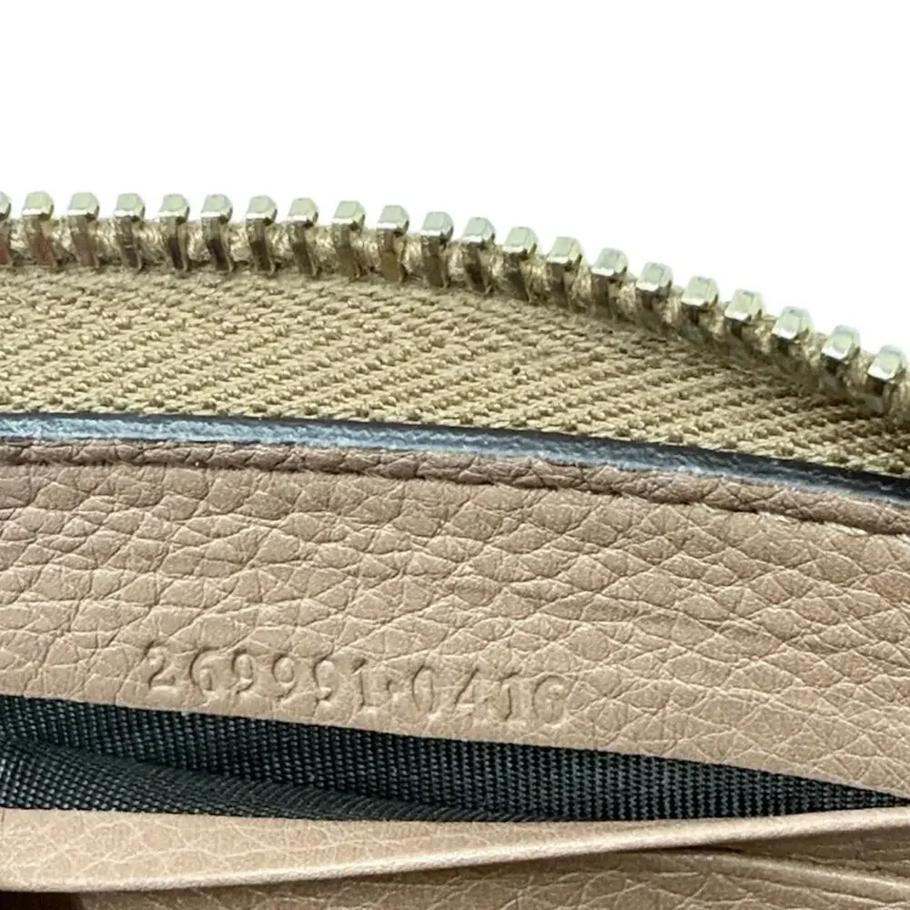 Gucci Leather Bamboo Tassel Bow Zip Brown Taupe Beige Continental Wallet