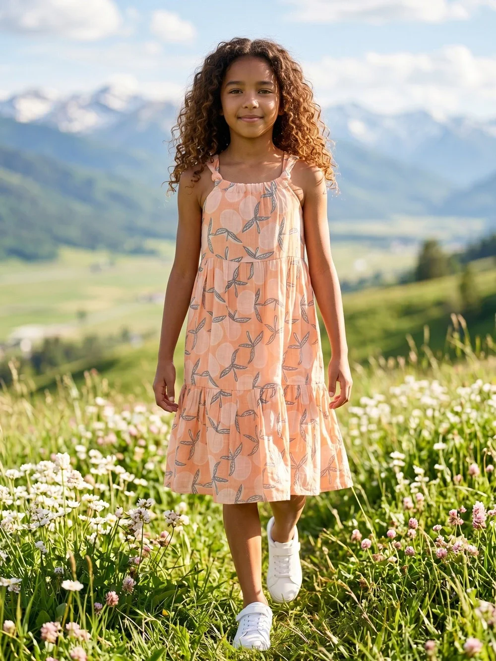Jessica Simpson Girl's Dress M 8 Orange Fruit Sleeveless Lined 100% Cotton $42