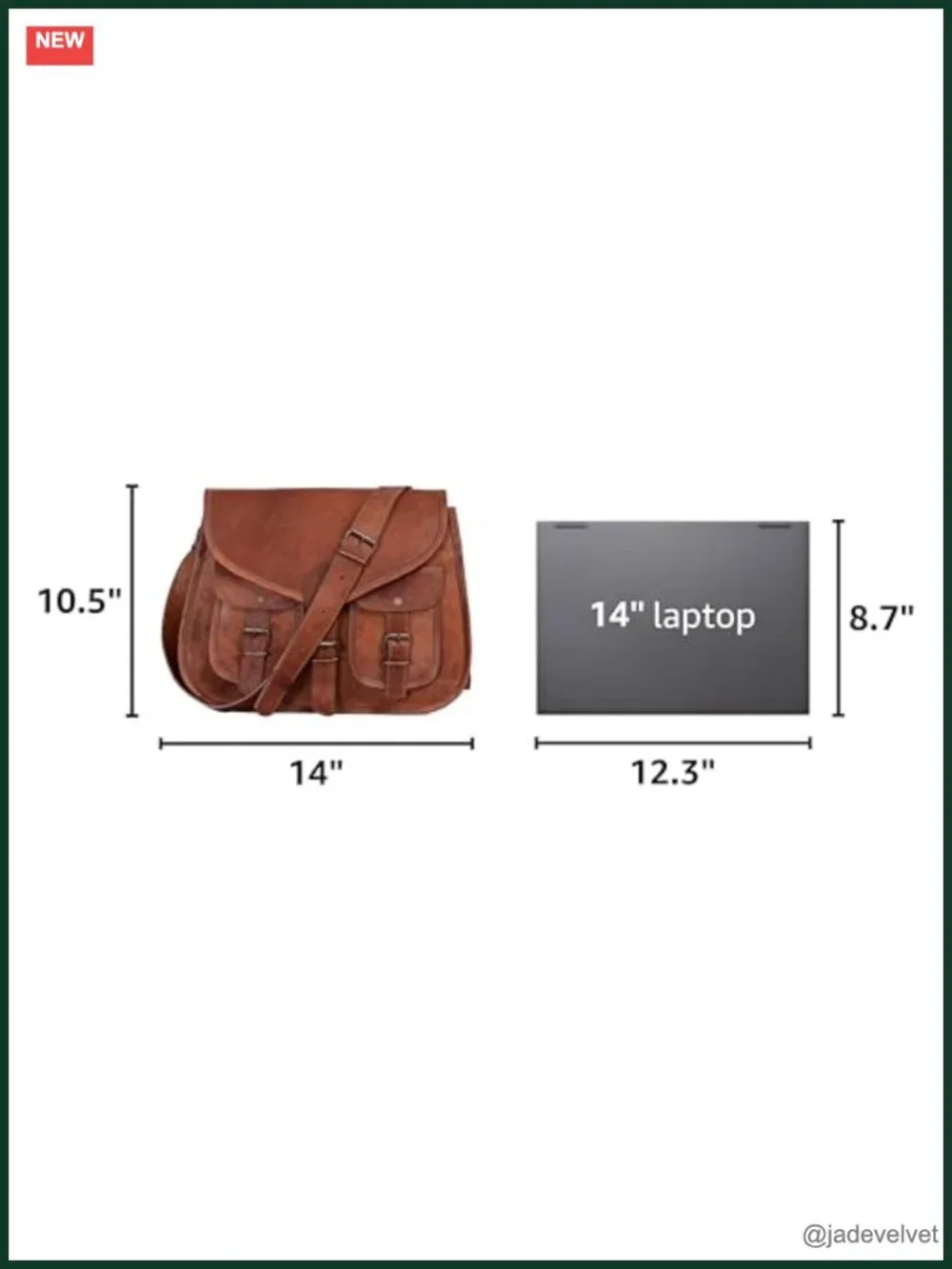 14 Inch Genuine Leather Satchel Tote Shoulder Bag Crossbody Travel Purse