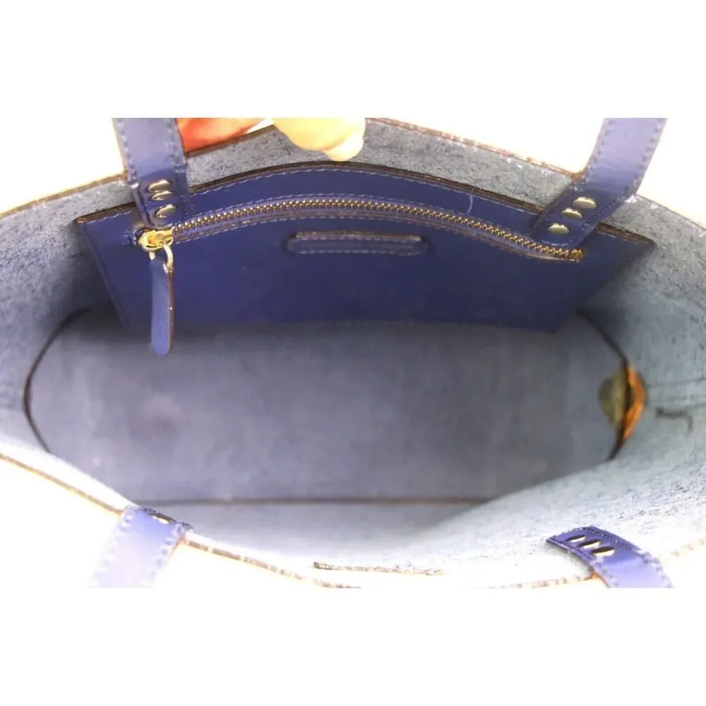 Rebecca Minkoff SADDLE BLUE LEATHER TOTE BUSINESS SHOULDER BAG HANDBAG PURSE