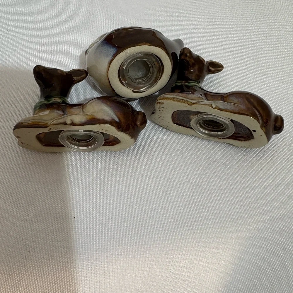 vintage ceramic deer salt and pepper shaker, part of a Fox & Deer Holly Berries‎