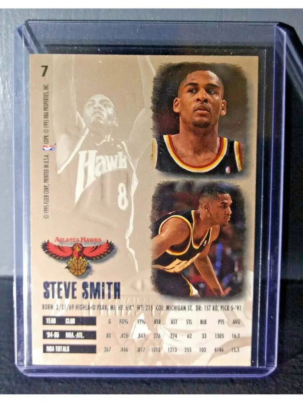 1995-96 Steve Smith Fleer Ultra Gold Medallion #7 Basketball Card