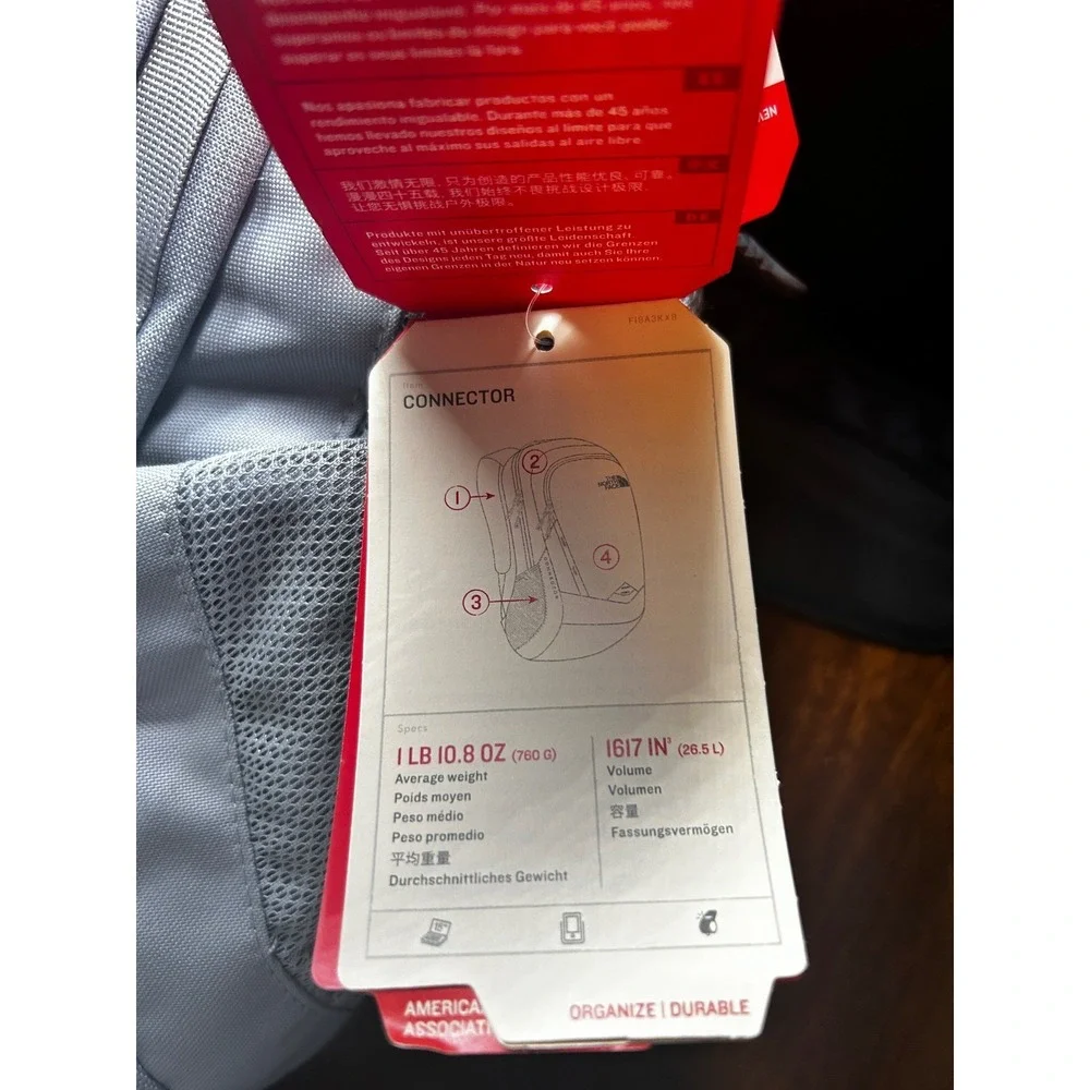 The North Face Connector Backpack Zinc Grey 15in Laptop Sleeve 26.5L NWT NF0A3KX