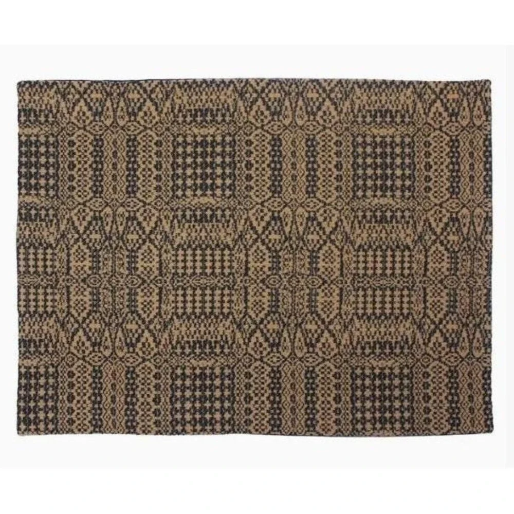 Primitive Colonial Birmingham Coverlet Black & Nutmeg Placemat 14x18