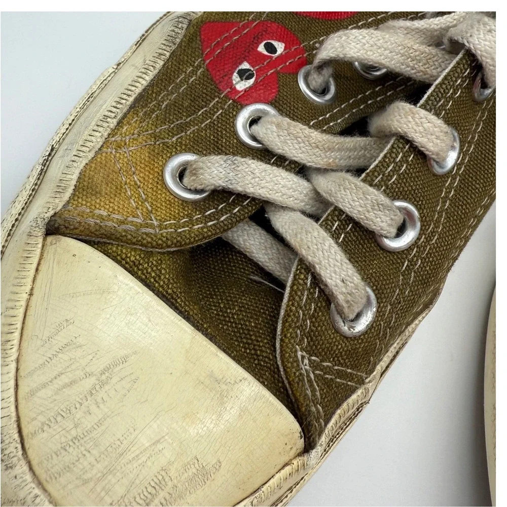 Converse Chuck PLAY Comme des Garcons Olive shoe Sneakers‎ sz 8 -worn thrarashed