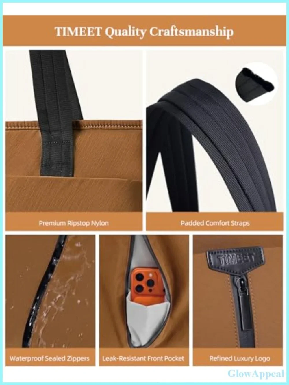 Water Resistant Laptop Tote Bag with Padded Compartment for Work Travel