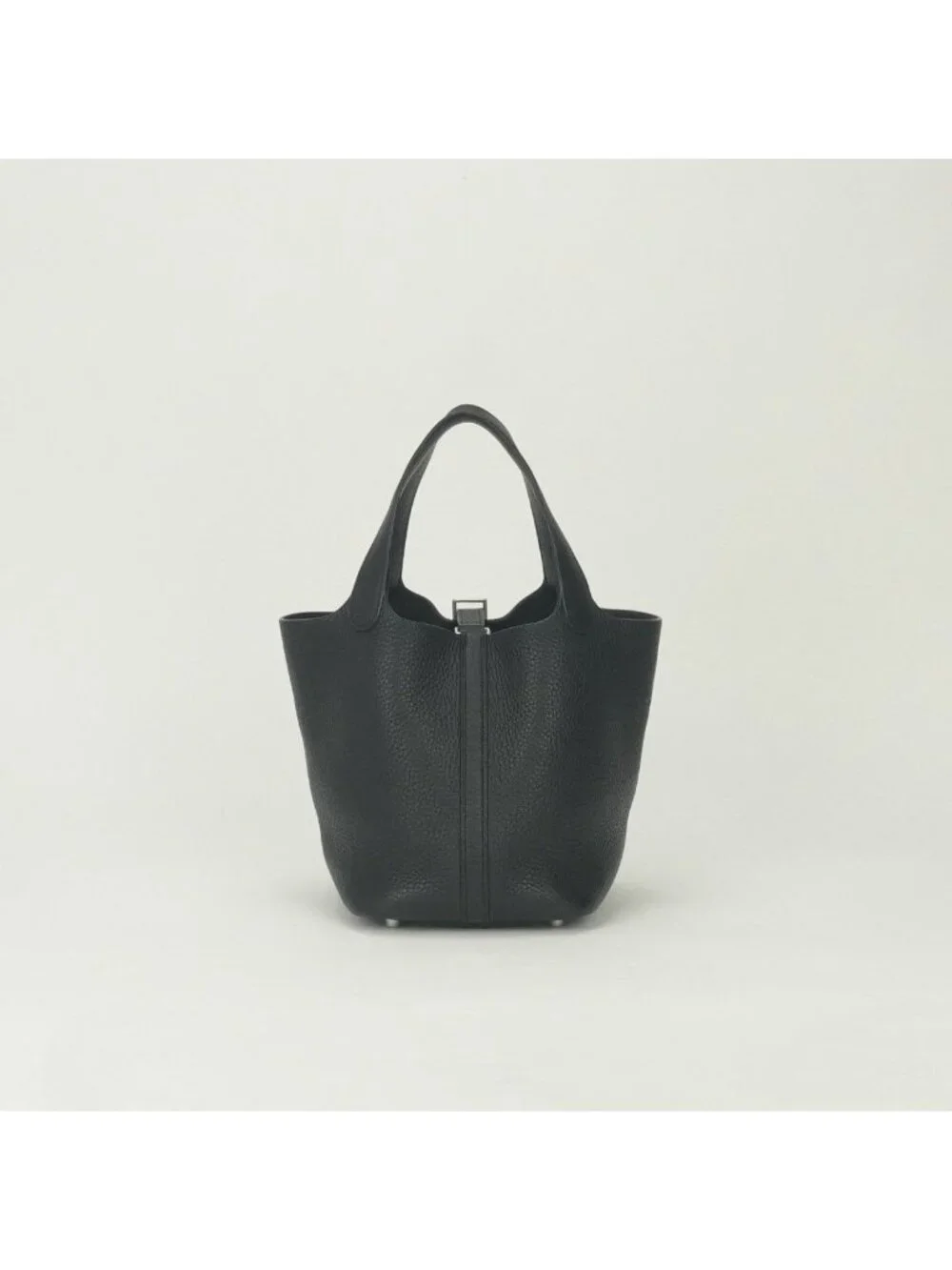Hermes Picotin Lock PM 18 Tote Taurillon Clemence Noir Black Silver