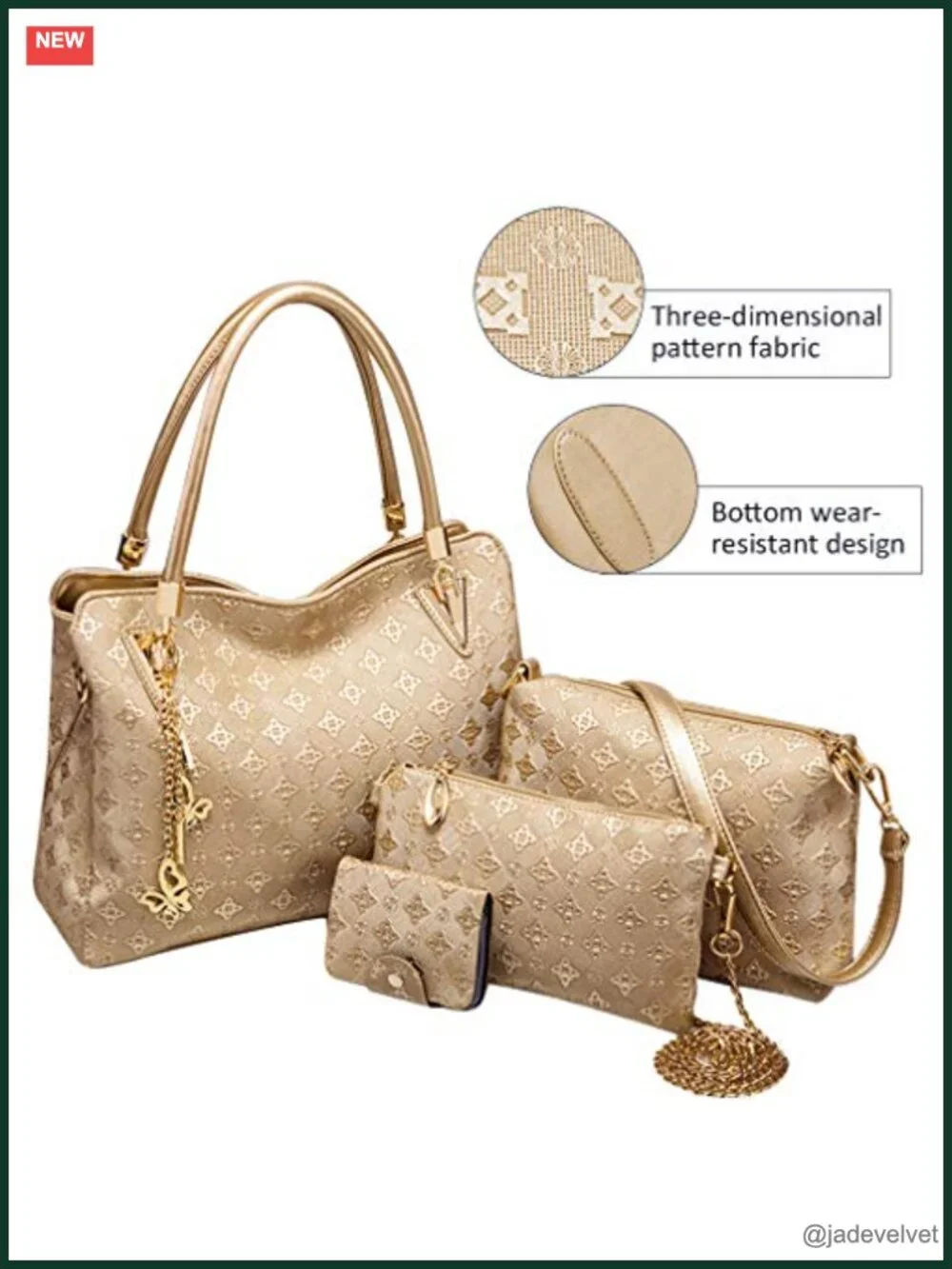 4pc PU Leather Tote Bag Set with Wallets & Card Holder
