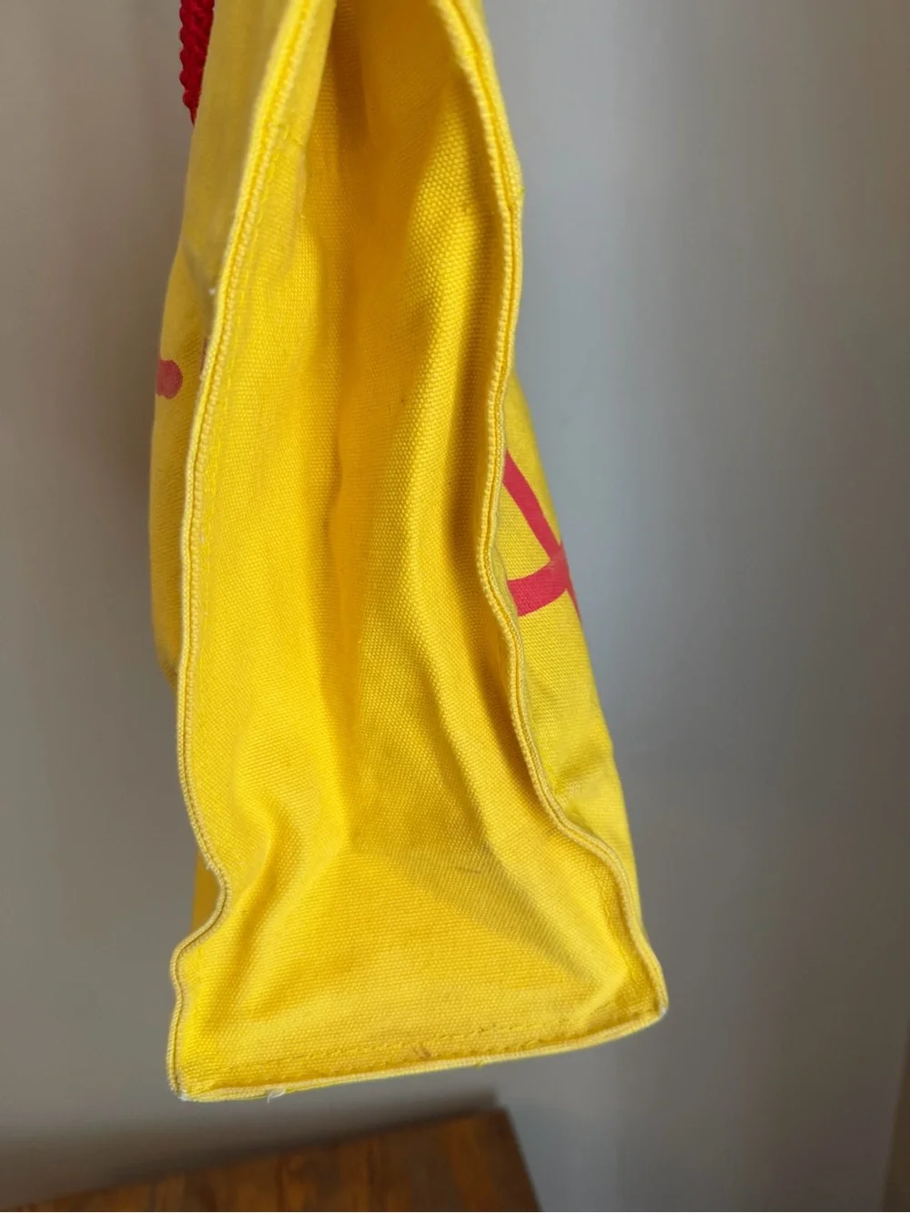 Fred Hayman Beverly Hills Canvas Tote Yellow Thrashed Shopping Markets Vtg