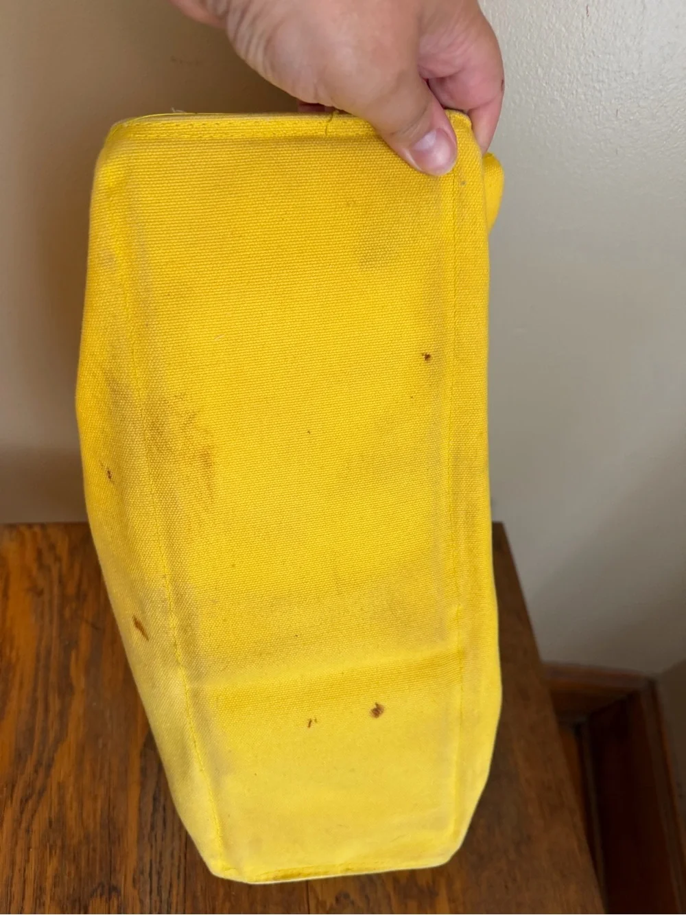 Fred Hayman Beverly Hills Canvas Tote Yellow Thrashed Shopping Markets Vtg