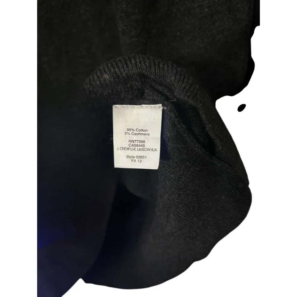 J.Crew Cotton with Cashmere Crewneck Sweater Mens XL Black Gray Pullover