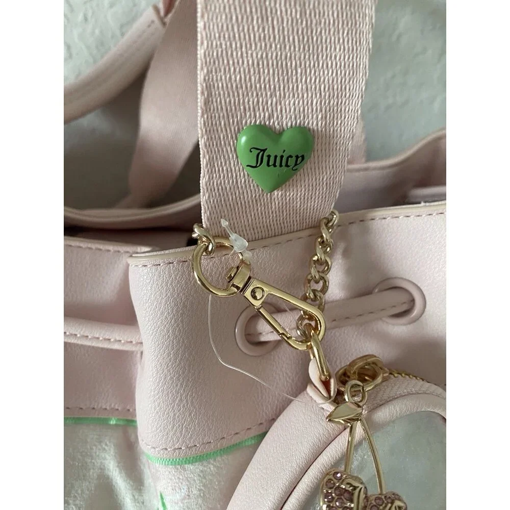 Juicy Couture Retro Juicy Cherry‎ Gelato Daydreamer Tote Bag Cream Pink NEW
