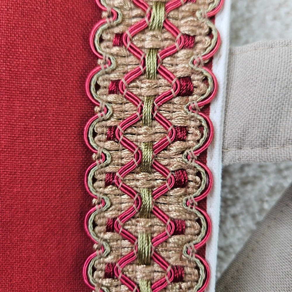 OOAK Handmade Striped Tote Bag Red‎ White Brown Gold Trim Snap Closure Purse
