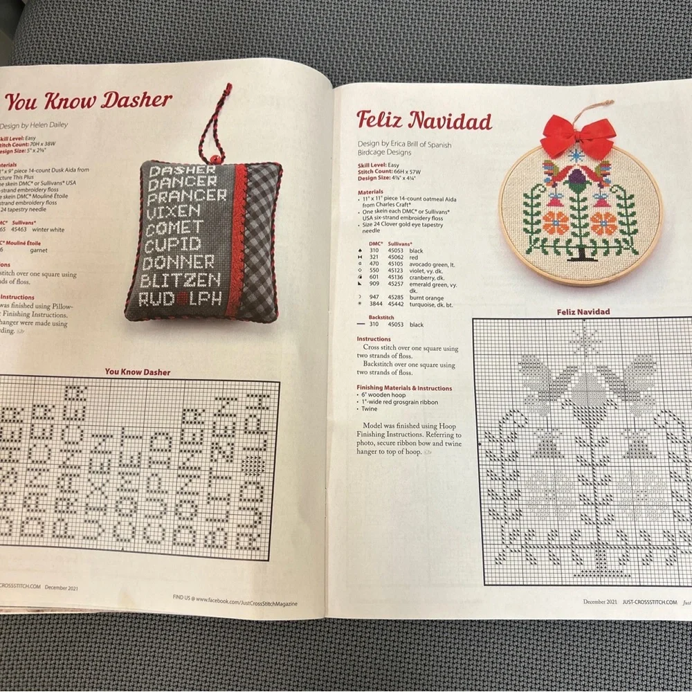 Just Cross Stitch magazine December 2021 Thanksgiving and Christmas designs