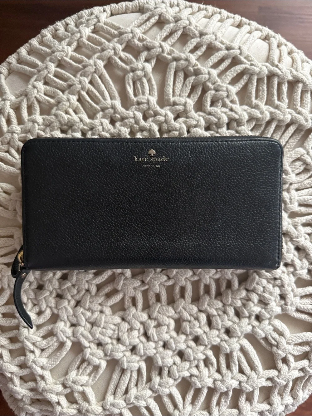 Kate Spade Black Leather Zip Wallet