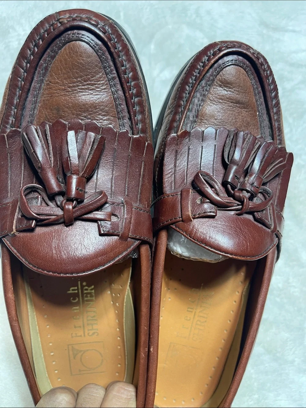 French Shriner Men's Tassel Kiltie Loafers in Dark Brown Size 9.5