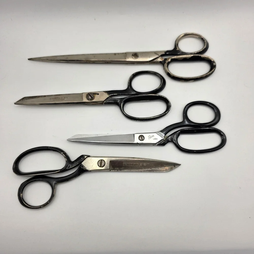Vintage Wiss Farr Griffon Tailor Shears Set 4 Heavy Duty Fabric Scissors USA