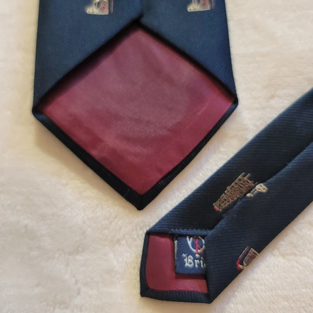 Briar Necktie Mens OS Navy Blue Oil Rig Digger Pumpjack Oilfield Silk Blend Tie