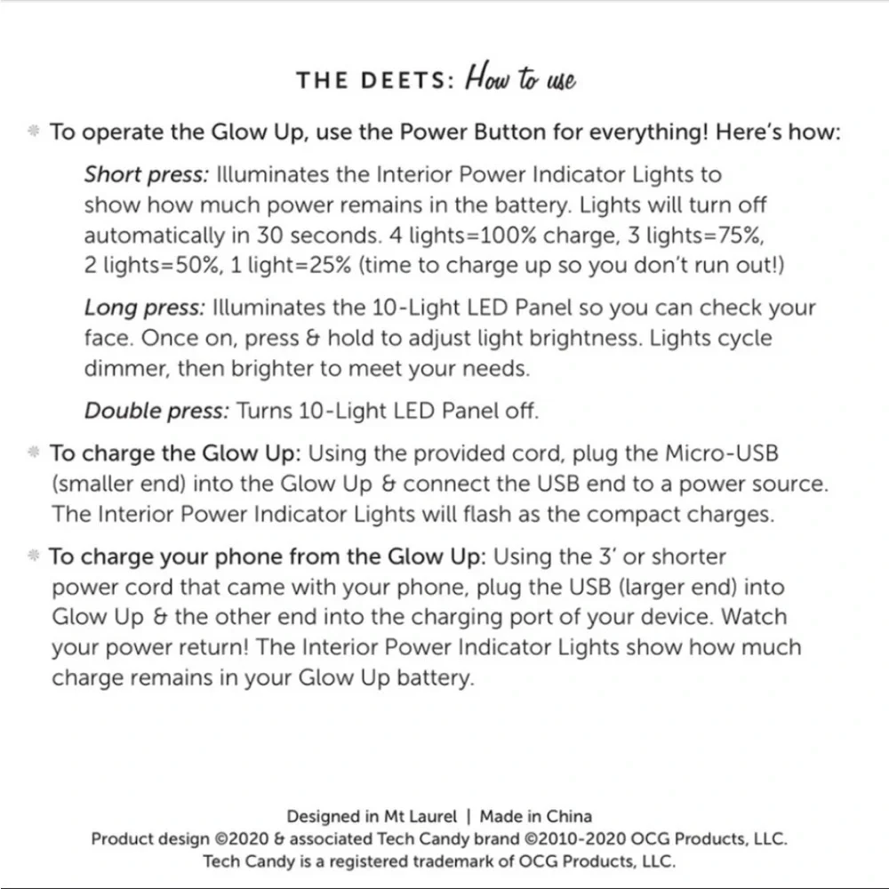 Tech Candy Glow Up Compact Mirror Power Bank