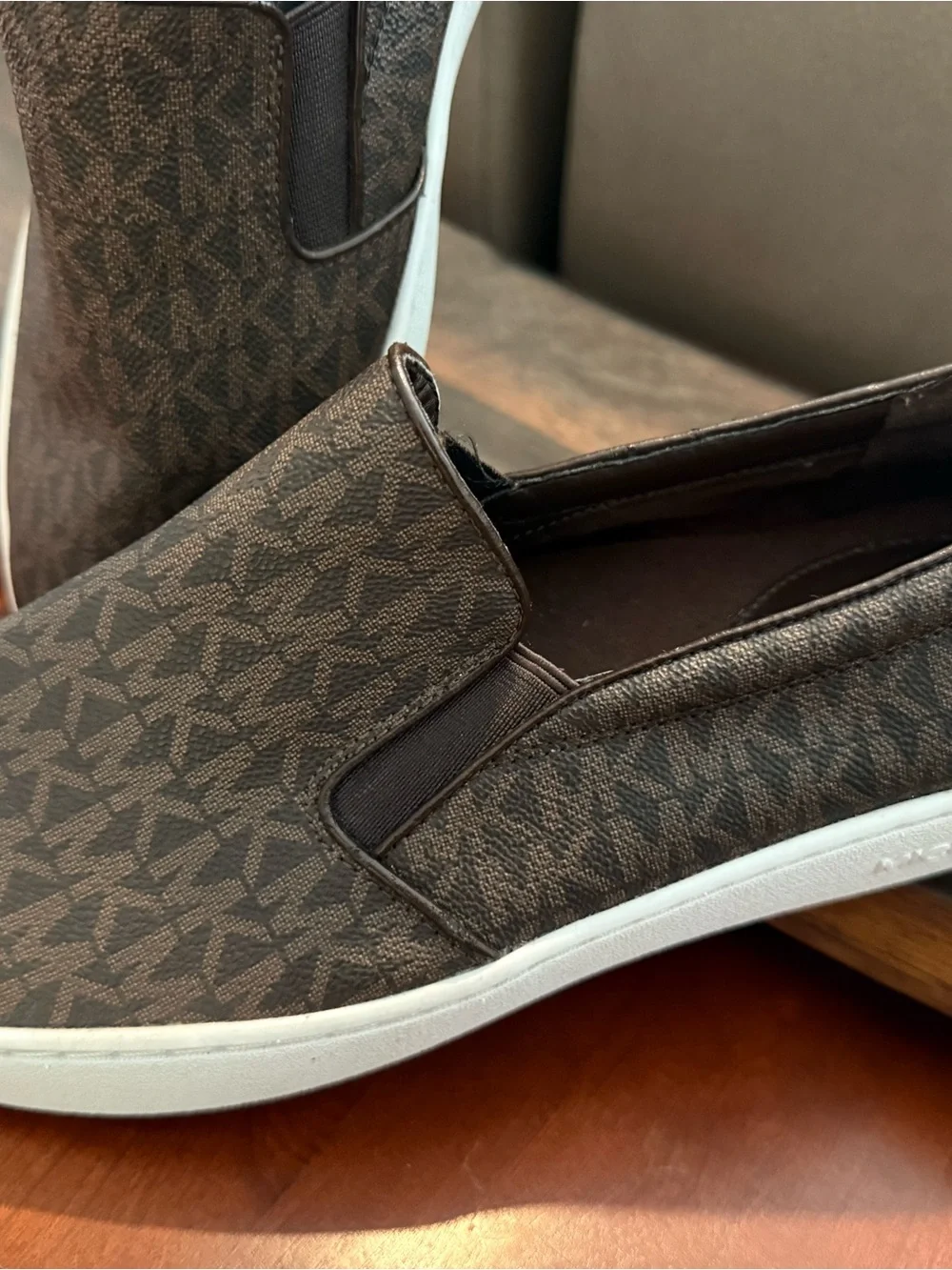 Michael Kors Men's Dark Brown Logo Slip-On Sneakers