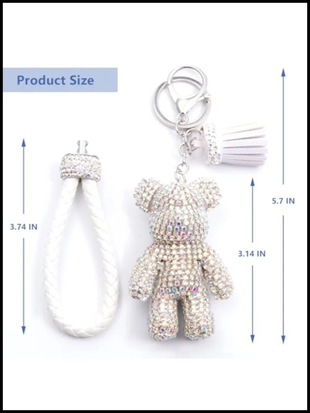 Sparkly Bling Teddy Bear Purse Charm with Rhinestones - Keychain for Bag or Keys